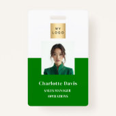 Groene werknemer foto-ID bedrijfsbeveiliging Badge (Voorkant)