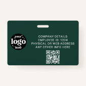 Groene werknemer Foto-ID met QR-code Business Logo Badge (Achterkant)