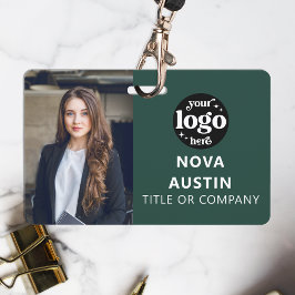 Groene werknemer Foto-ID met QR-code Business Logo Badge