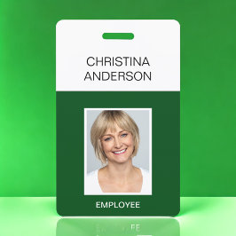 Groene werknemer - naam foto zakelijk werk badge