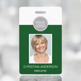 Groene Werknemersnaam Logo Foto Zakelijk werk Badge