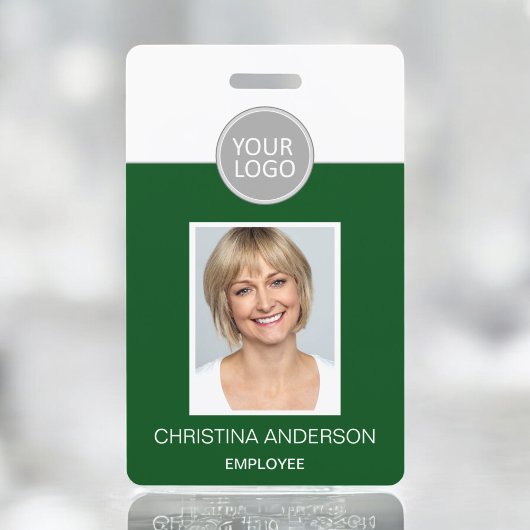 Groene Werknemersnaam Logo Foto Zakelijk werk Badge