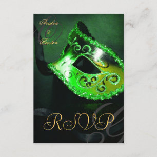 Groene Wervel Masquerade Masker RSVP Uitnodiging