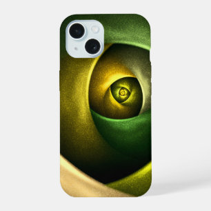 Groene Wervelende Bloem Moderne Abstracte Kunstpat iPhone 15 Case