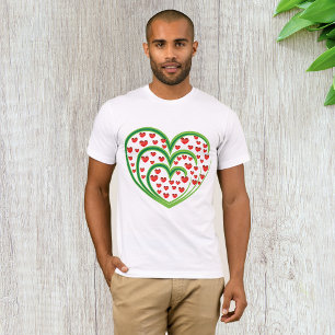 Groene Wervelende Hart Gevuld met Rode Harten T-shirt