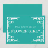 Groene wervelgrenspas je wordt mijn Bloemenmeisje Kaart (Voorkant / Achterkant)