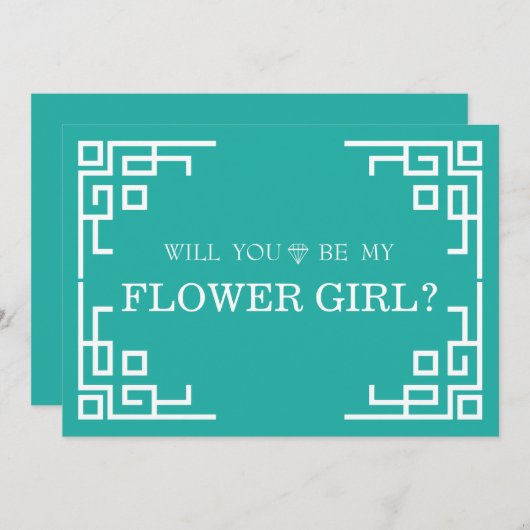 Groene wervelgrenspas je wordt mijn Bloemenmeisje Kaart (Voorkant / Achterkant)