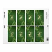 Groene werveling Goud Jeweled Bruiloft Wijn Label (Full Sheet)