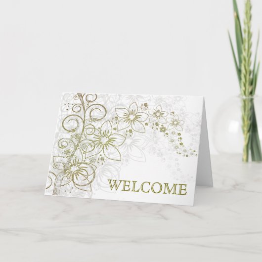 Groene wervelkolom met bloemen Welkom Bedankkaart (Voorkant)