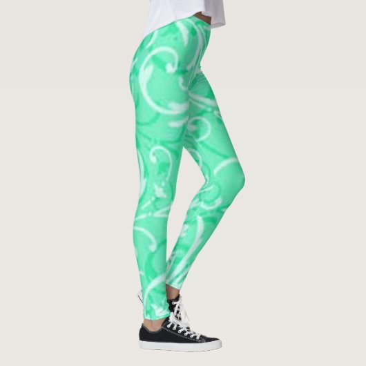 Groene wervelpatroon Leggings (Rechts)