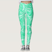 Groene wervelpatroon Leggings (Voorkant)