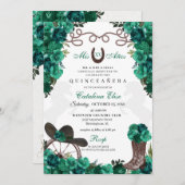 Groene Western Charro Ranchero Quinceanera Kaart (Voorkant / Achterkant)
