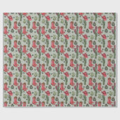 Groene Westerne Howdy Christmas Cowgirl Cadeaupapier (Vlak)