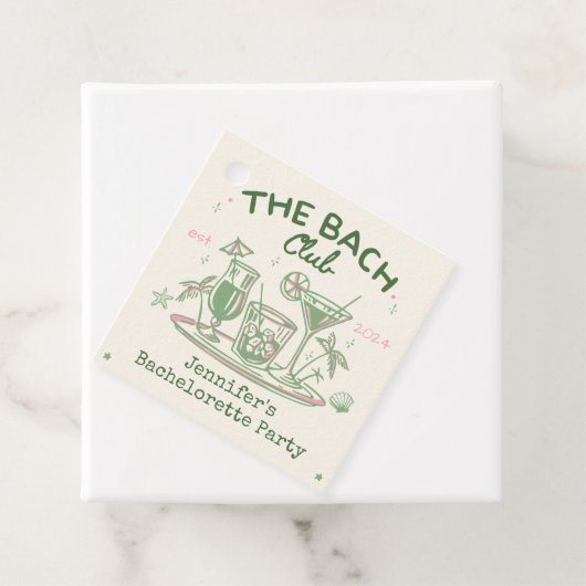 Groene Whimsical Beach Cocktail Bachelorette-feest Bedankjes Labels (In situ)
