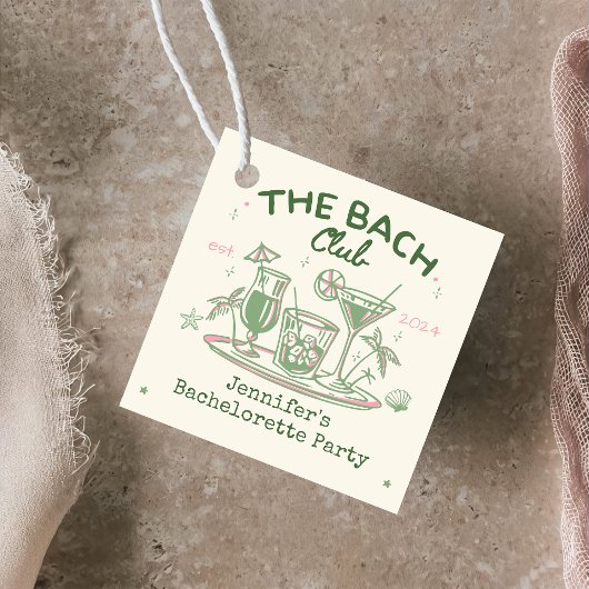 Groene Whimsical Beach Cocktail Bachelorette-feest Bedankjes Labels