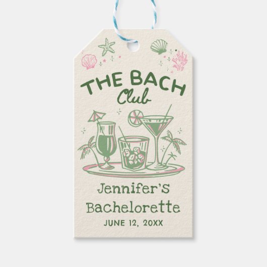 Groene Whimsical Beach Cocktail Bachelorette-feest Cadeaulabel (Voorkant)