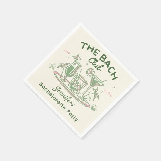 Groene Whimsical Beach Cocktail Vrijgezellenfeest Servet (Hoek)