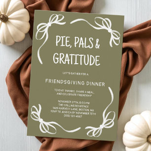 Groene Whimsical Hand Getekende Friendsgiving-dine Kaart