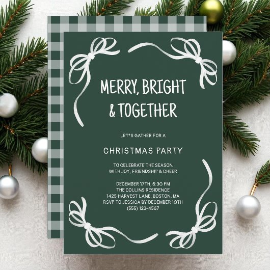 Groene Whimsical Hand Getekende Vrienden Kerstfees Kaart