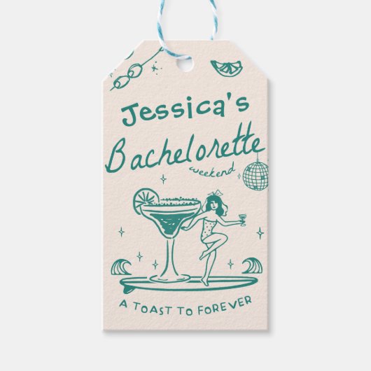 Groene Whimsical Hand getrokken Funky Bachelorette Cadeaulabel (Voorkant)