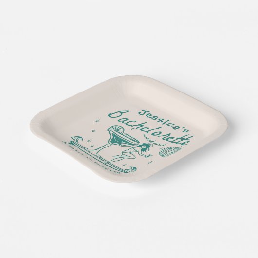 Groene Whimsical Hand getrokken Funky Bachelorette Papieren Bordje (Gebogen)