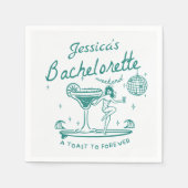 Groene Whimsical Hand getrokken Funky Bachelorette Servet (Voorkant)