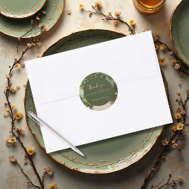 Groene Whimsical Middeleeuws Bos Wedding bedankt Ronde Sticker