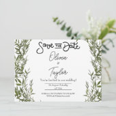Groene Whimsical Save The Date Uitnodiging (Staand voorkant)