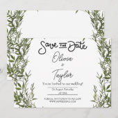 Groene Whimsical Save The Date Uitnodiging (Voorkant / Achterkant)