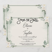 Groene Whimsical Save The Date Uitnodiging (Voorkant / Achterkant)