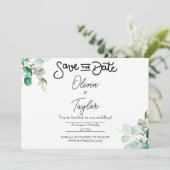 Groene Whimsical Save The Date Uitnodiging (Staand voorkant)