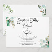 Groene Whimsical Save The Date Uitnodiging (Voorkant / Achterkant)
