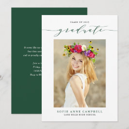 Groene Whimsical Script 2022 Foto Afstuderen Aankondiging