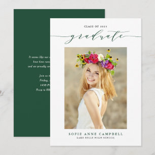 Groene Whimsical Script 2022 Foto Afstuderen Aankondiging