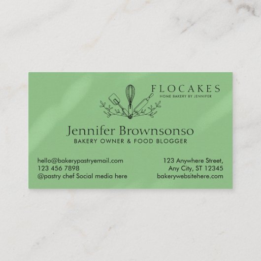 Groene Whisk Gebak Chef Home Bakkerij Cafe gebak Visitekaartje (Achterkant)