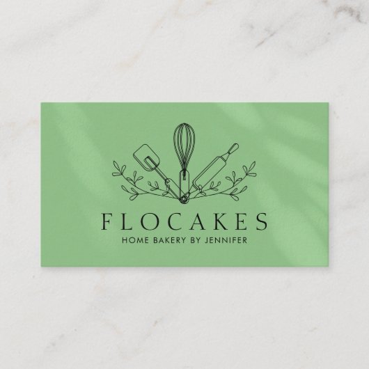 Groene Whisk Gebak Chef Home Bakkerij Cafe gebak Visitekaartje (Voorkant)