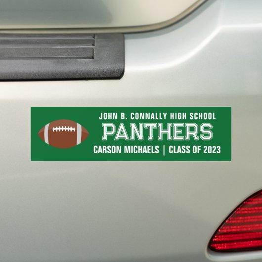 Groene White Custom School Football Team Player Bumpersticker (Op auto)