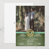 Groene Wiccan  Gouden Pentacle Handfasting Kaart (Voorkant / Achterkant)