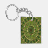 Groene Wiel Mandala / Grünes Rad Mandala Sleutelhanger (Voorkant Links)