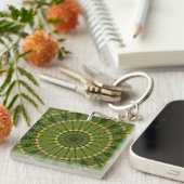 Groene Wiel Mandala / Grünes Rad Mandala Sleutelhanger (Voorkant Rechts)