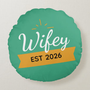 Groene Wifey Douane Gouden Bruid, Verloofde Cadeau Rond Kussen
