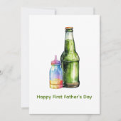 Groene wijn babyfles gelukkige eerste Vaderdag Feestdagenkaart (Voorkant)