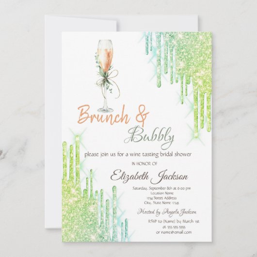 Groene wijnflessen met wijnglazen flessen Braken e Kaart (Voorkant)