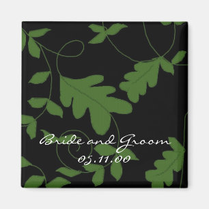 Groene wijnranken op zwarte fluweel Save the Date Magneet