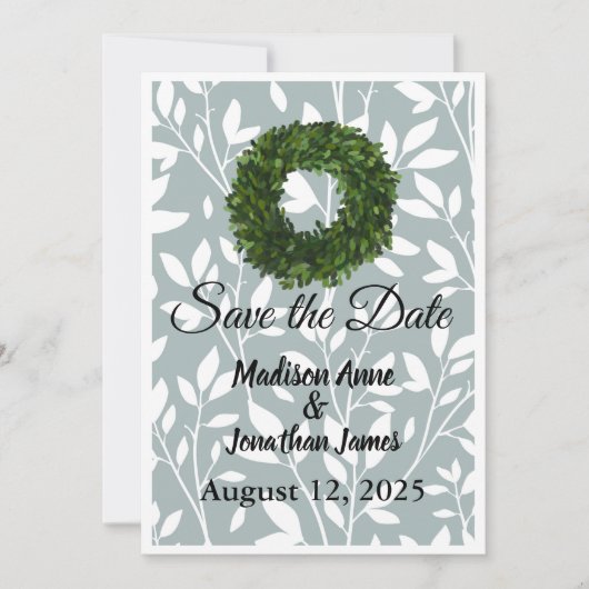 Groene Wijnstok Blad Boerderij Krans Landelijk Save The Date (Voorkant)