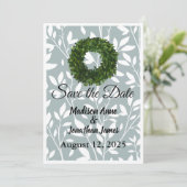 Groene Wijnstok Blad Boerderij Krans Landelijk Save The Date (Staand voorkant)