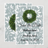 Groene Wijnstok Blader Boerderij Krans Landelijk Save The Date (Voorkant / Achterkant)