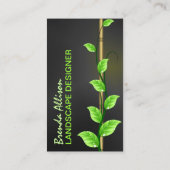 Groene wijnstok bladeren groeien op bamboe landsch visitekaartje (Achterkant)