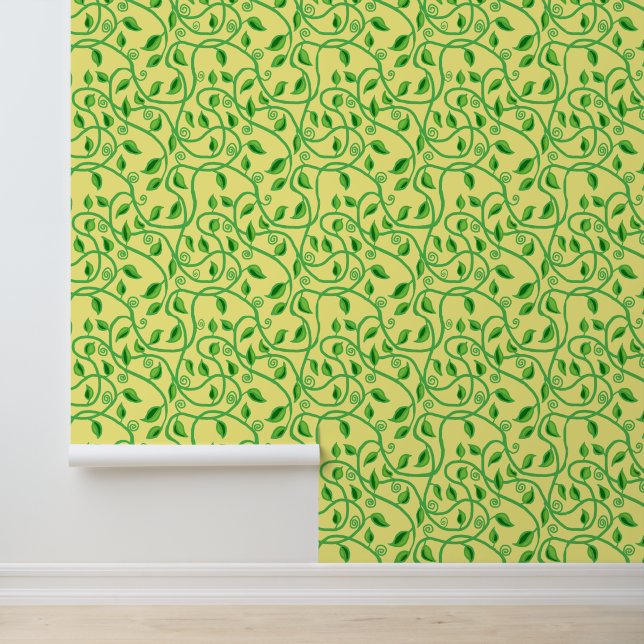 Groene wijnstok bladeren tangle Wallpaper Behang (Applicatie)