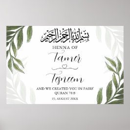 Groene wijnstok moslim islamitische henna partij b poster